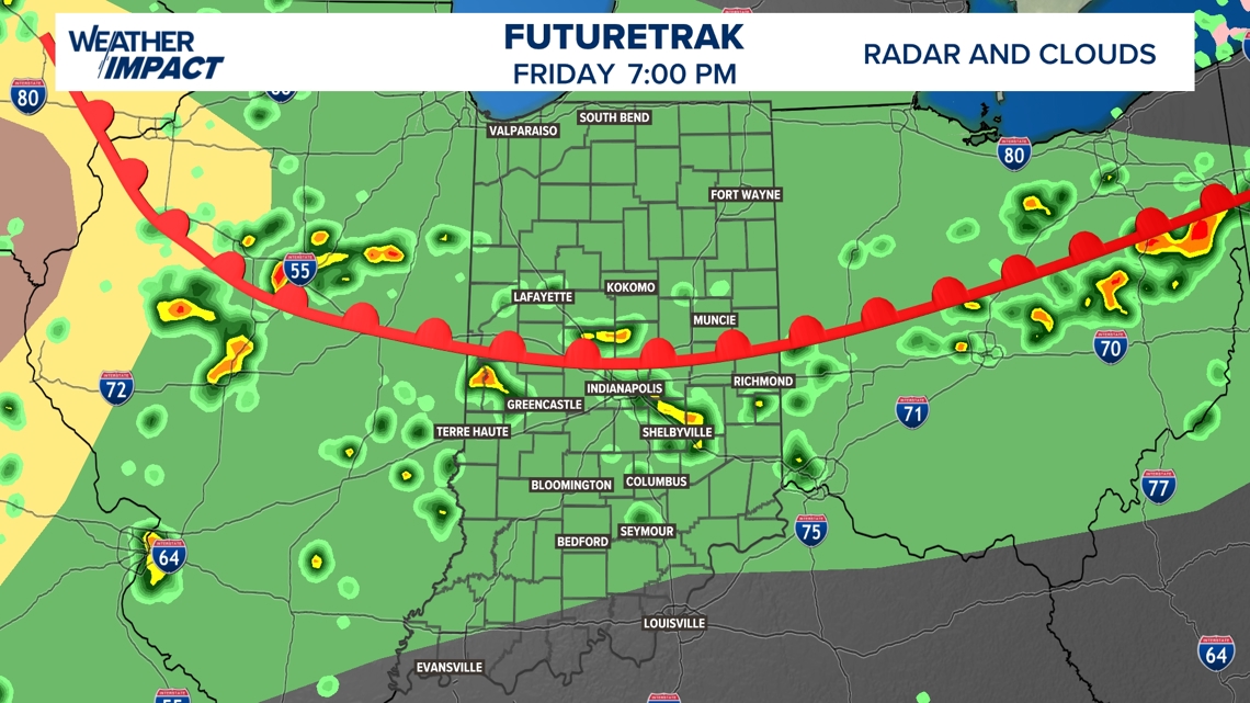 Rain zones | Isolated strong possible Friday as humidity surges across Indiana