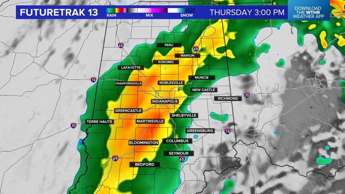Showers Wednesday with heavier rain Thursday
