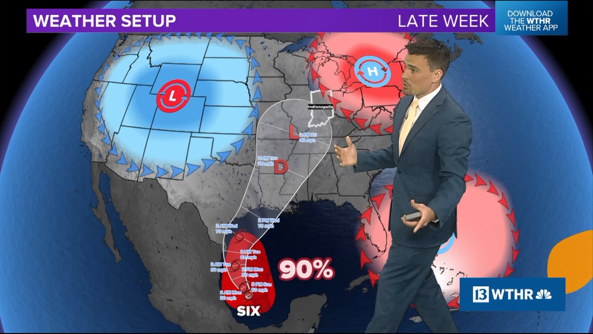 A low pressure system in the Gulf is quickly developing. It will likely make landfall in the U.S. later this week, potentially bring some rain chances to Indiana.