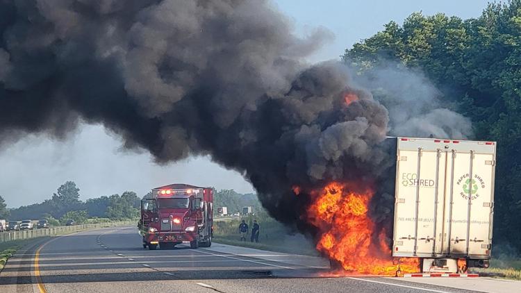Indiana State Police: Semi fire closes northbound lanes of I-65 near Frankfort