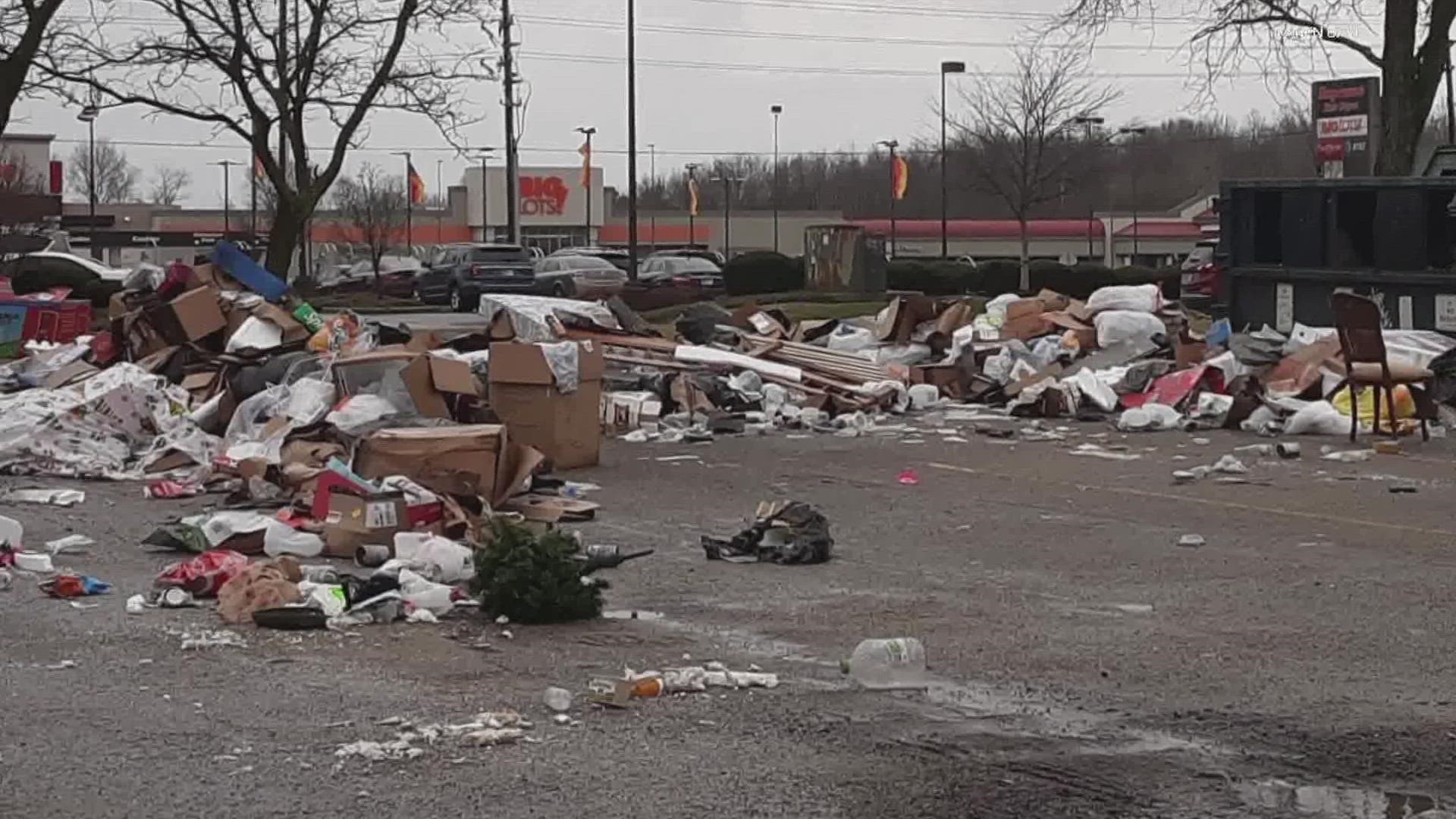 People who live around the Washington Square Mall are concerned about an overflowing recycling bin.