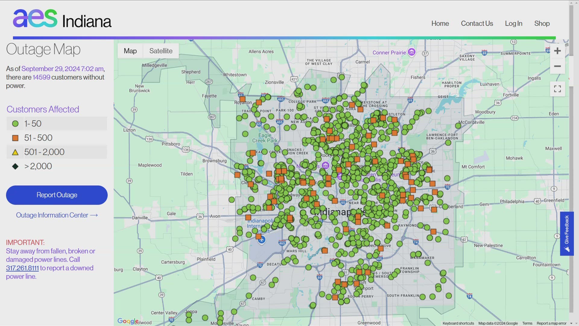 AES Indiana tells 13News crews are working throughout the weekend to restore power.