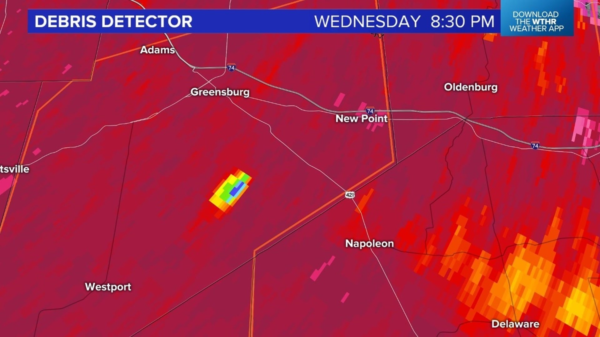 Live Doppler 13 Radar Picks up on Debris from Reported Tornado