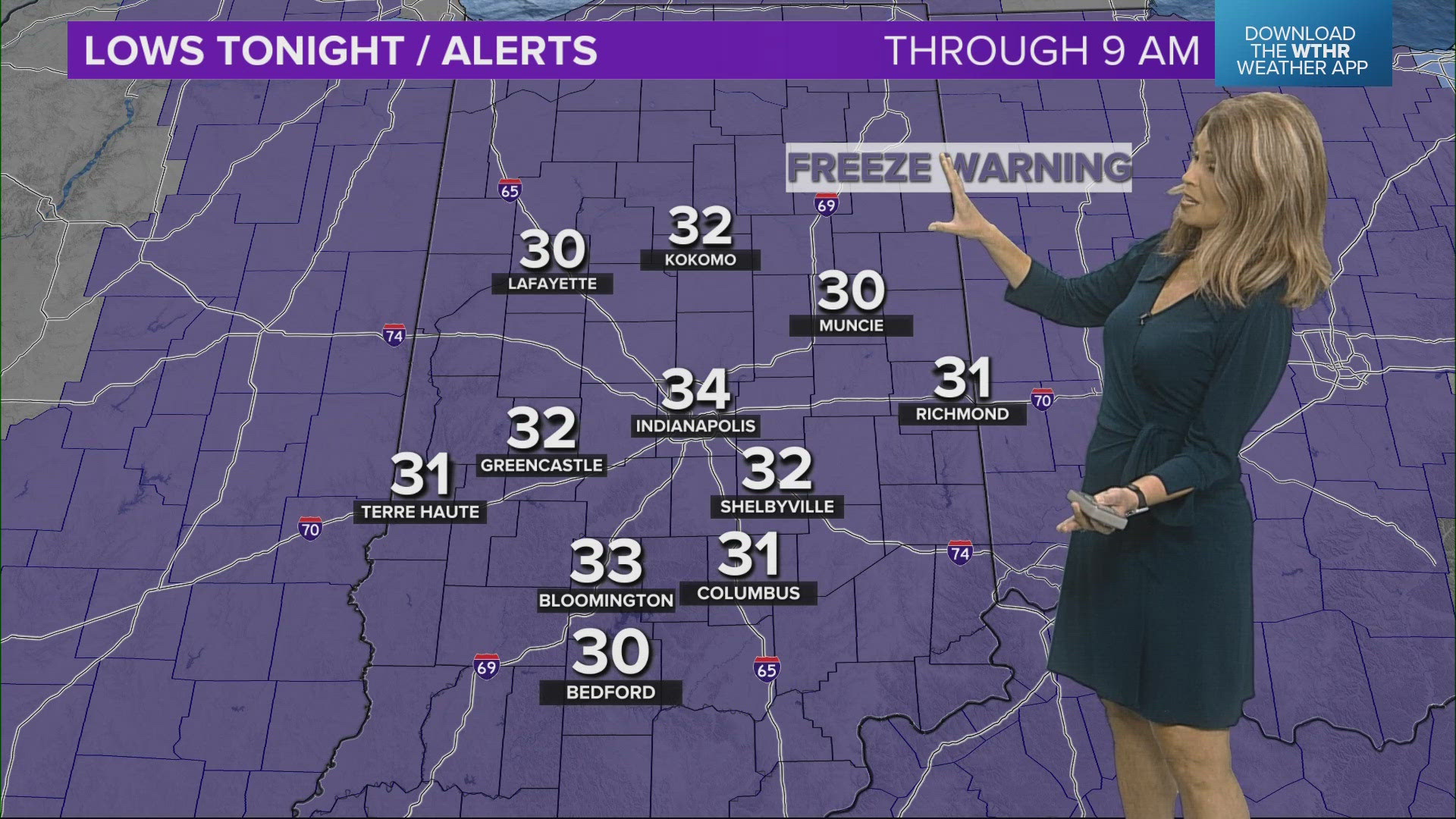 13News meteorologist Angela Buchman has declared a Weather Impact Alert due to overnight freeze and frost warnings across central Indiana.