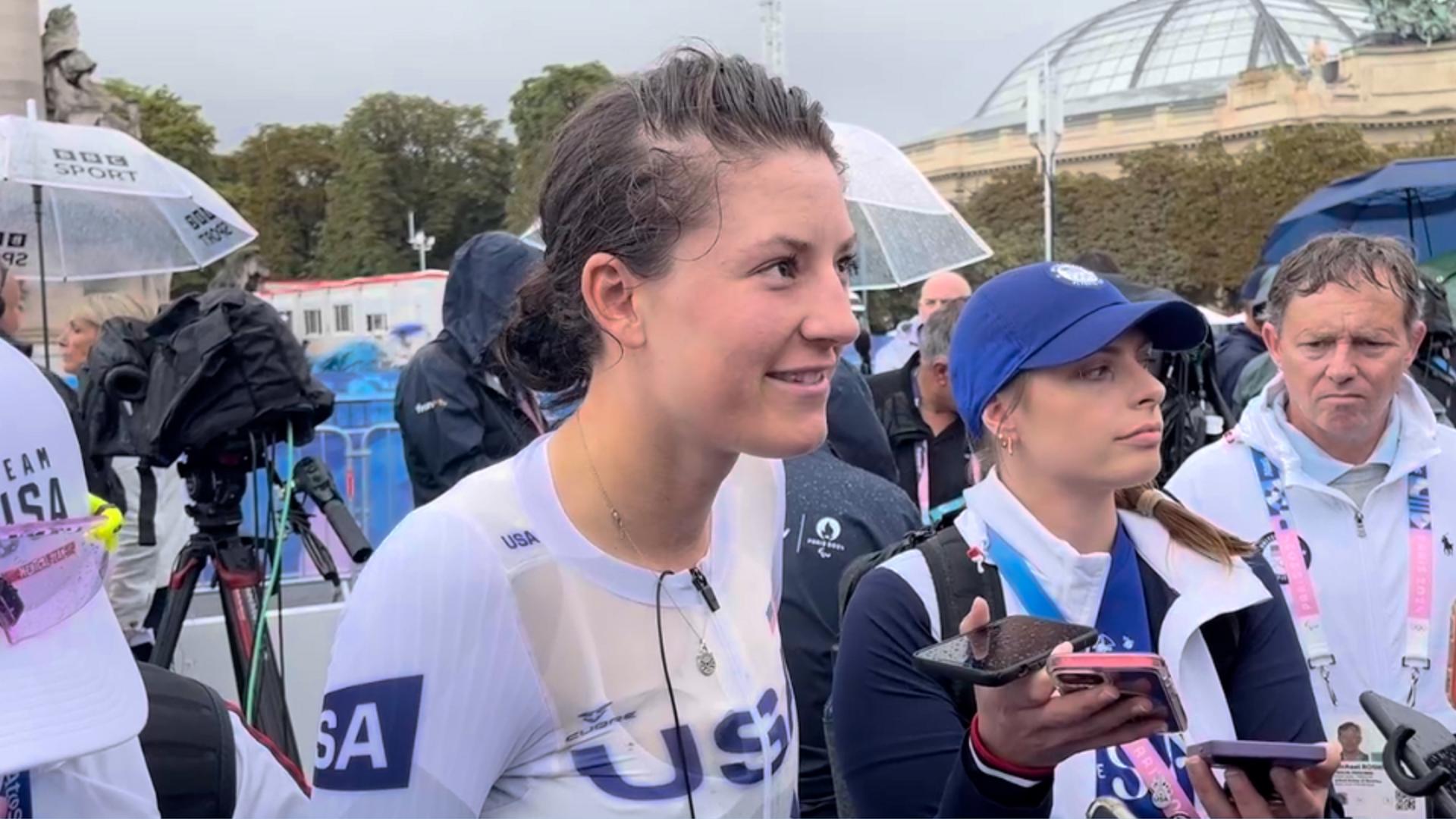 The 27-year-old Brownsburg cyclist, despite a crash on a course made slippery by rain, took bronze in the individual time trial at the Paris Olympics.