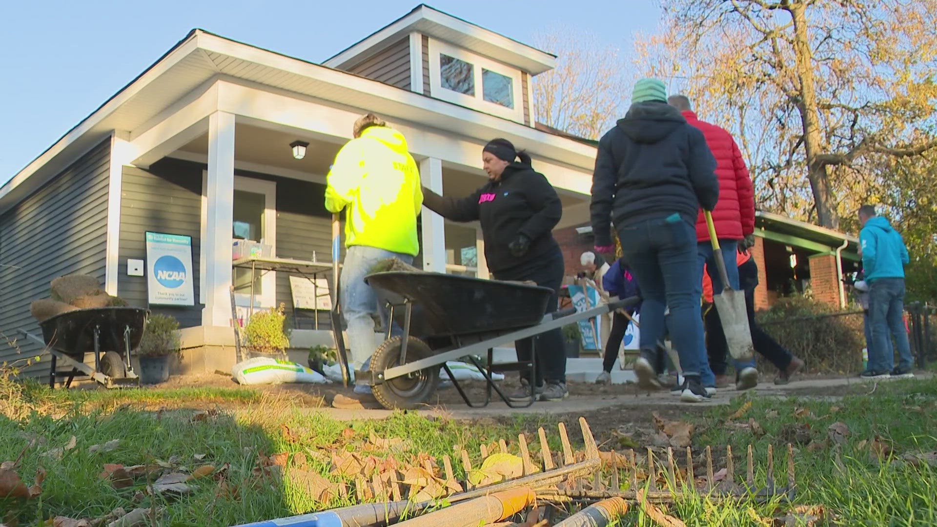 Habitat for Humanity and volunteers with NCAA are building up homes in the neighborhood off North Capitol Avenue in Indy.