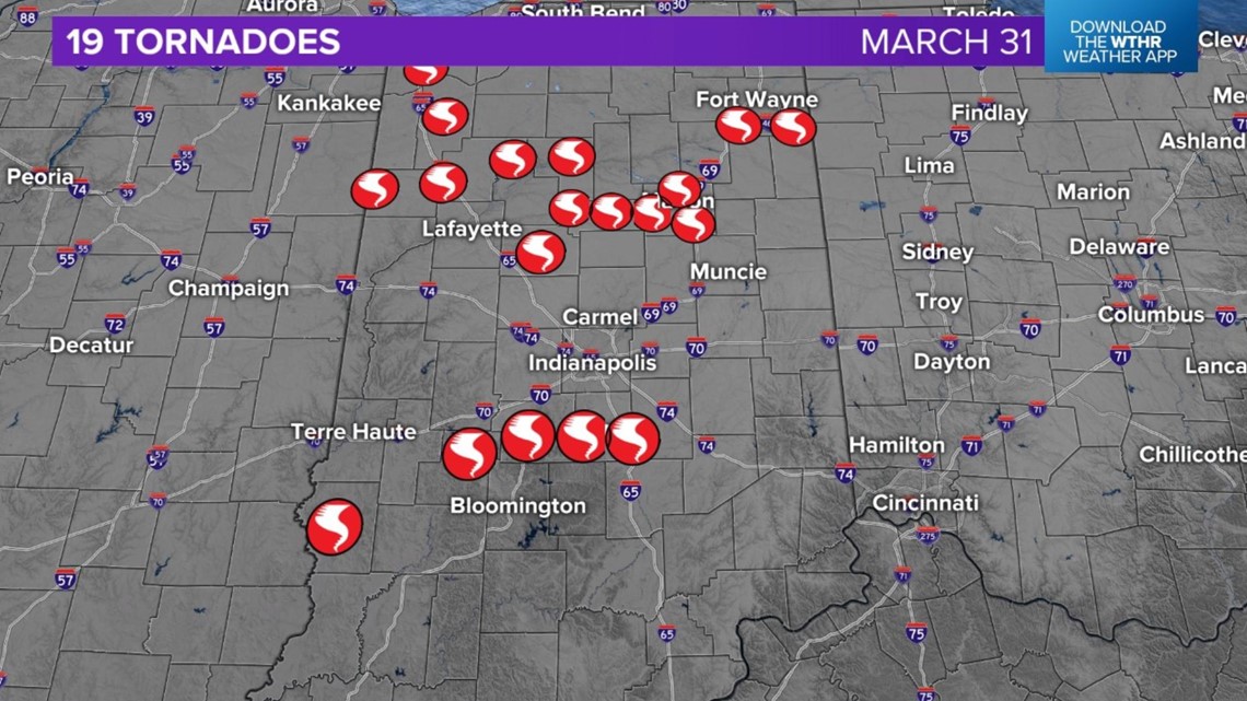 NWS At least 10 tornadoes across central Indiana Friday night