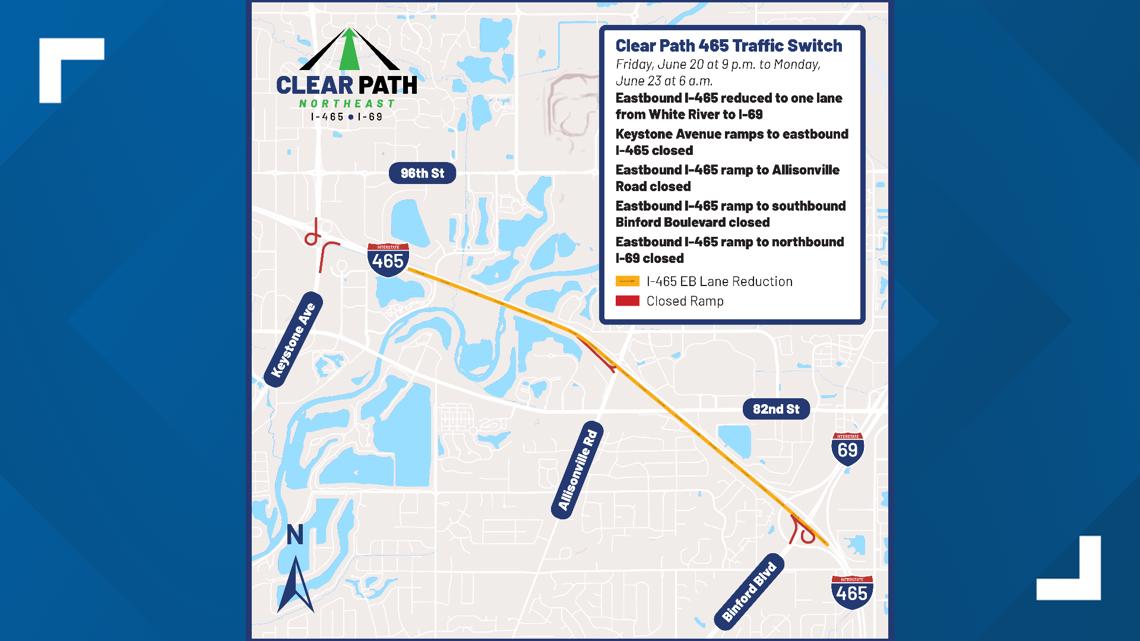 ところ Traffic pattern changing through Clear Path 465 construction