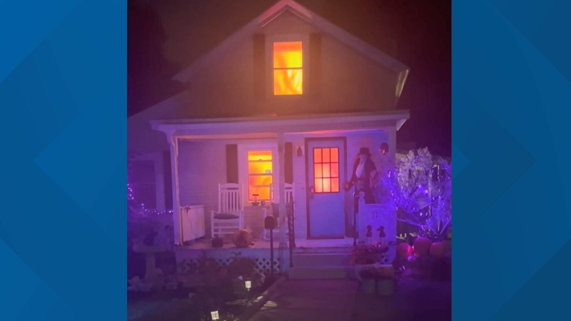 The decorations at a New York home were so realistic, someone called 911 to report a fire.