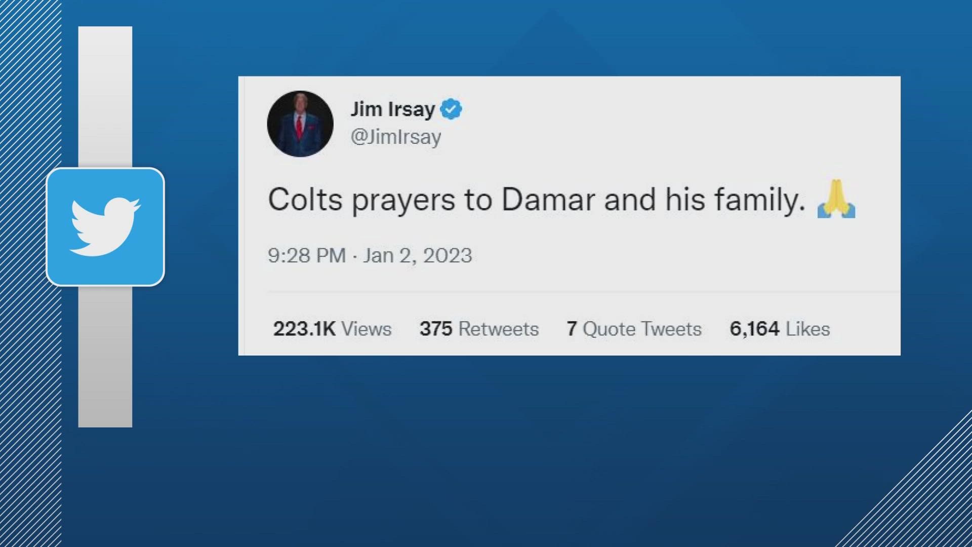 Colts, Texans honor injured Bills safety Damar Hamlin with pregame prayer -  WISH-TV, Indianapolis News, Indiana Weather