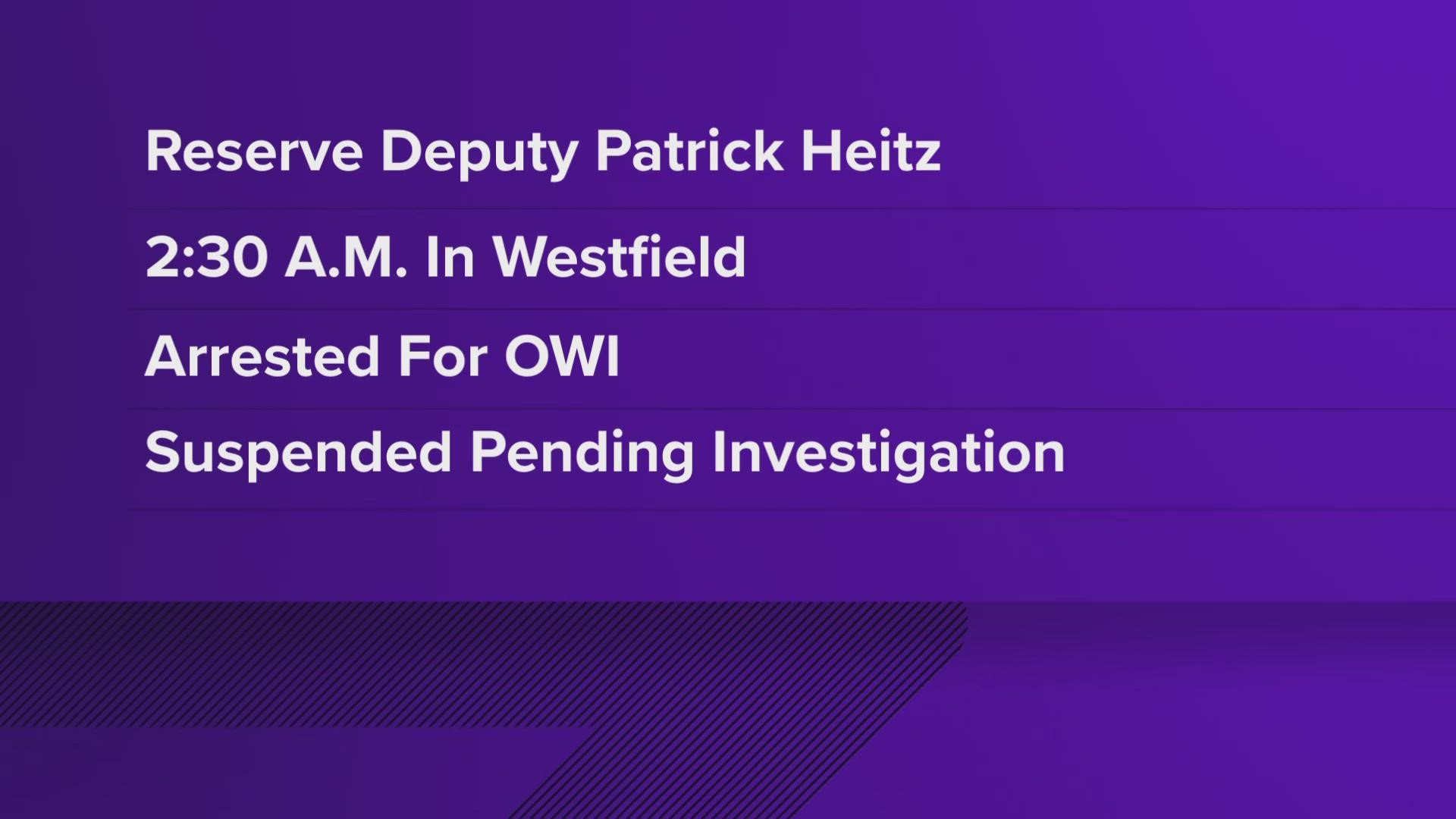 Deputy Patrick Heitz was driving his personal vehicle when he was pulled over near West 116th Street and Towne Road at around 2:30 a.m.