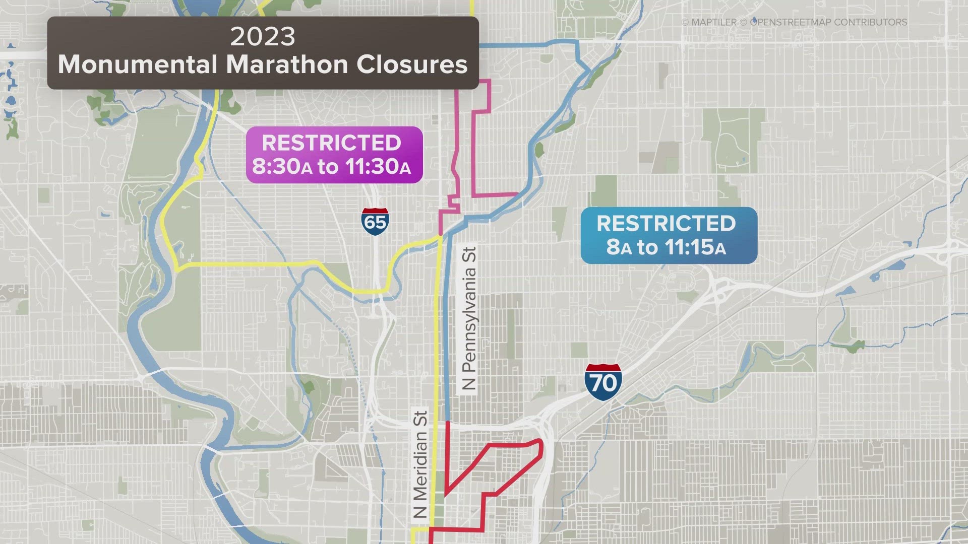 Indy Monumental Marathon street closures