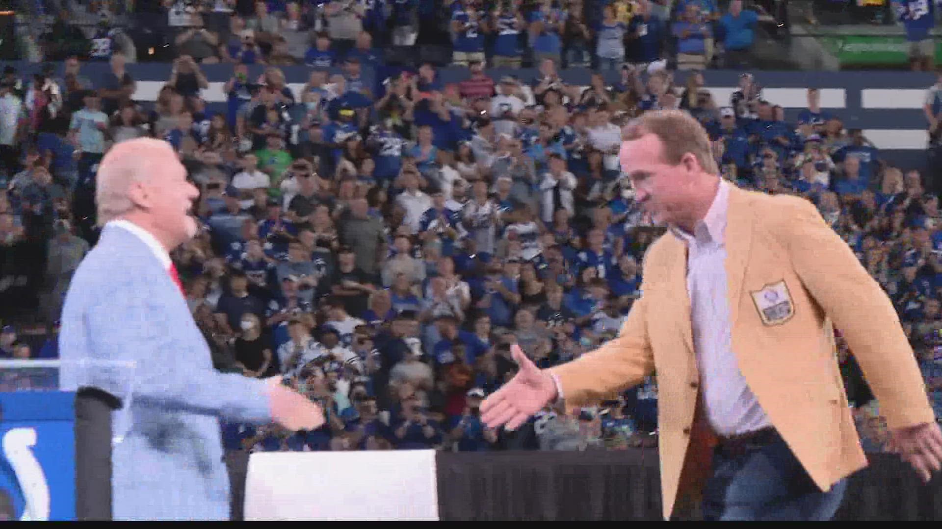 Peyton Manning and Edgerrin James were back in Indy to get their Hall of Fame rings.