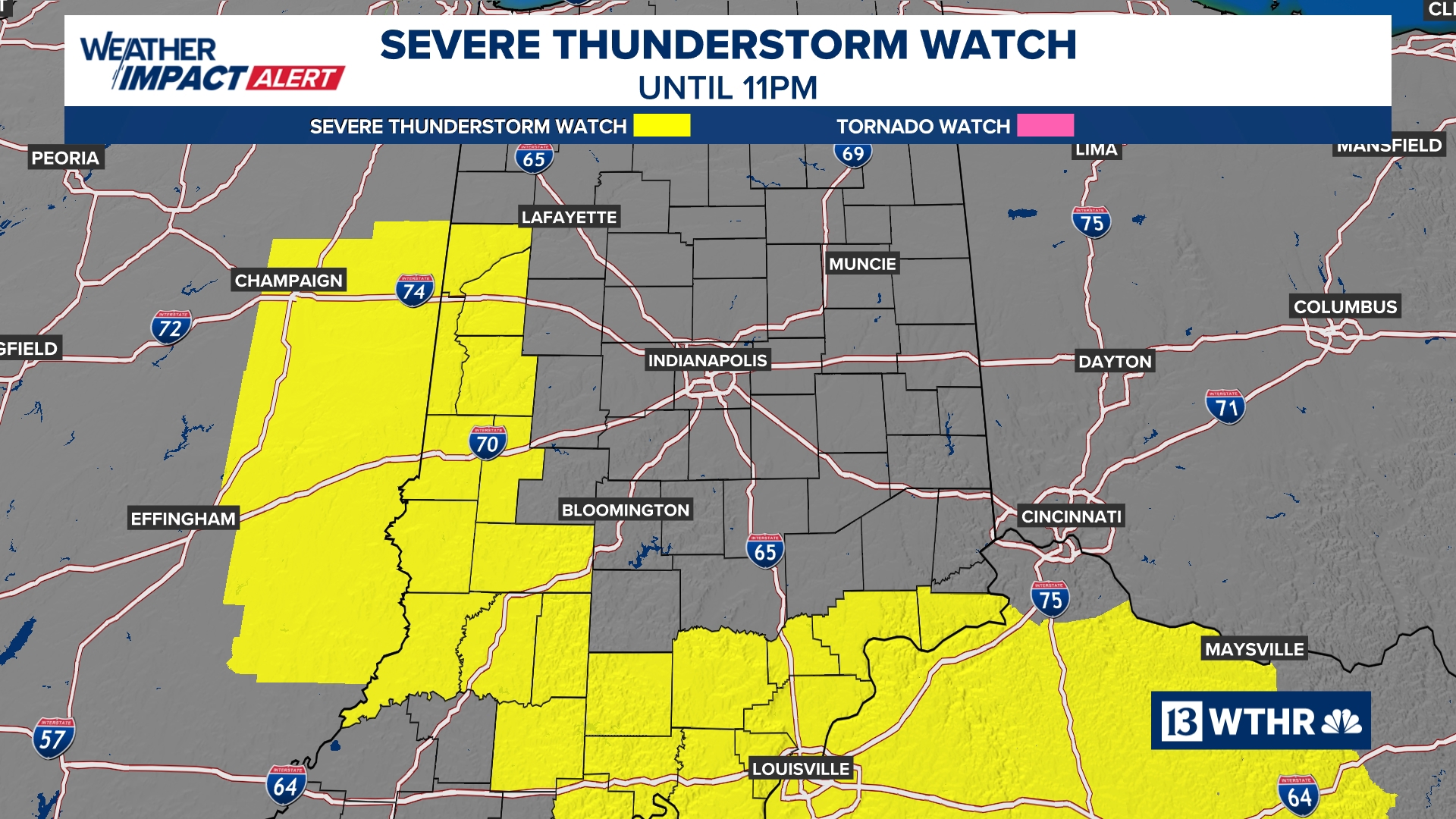 Severe thunderstorm watch in effect for most of central Indiana until ...