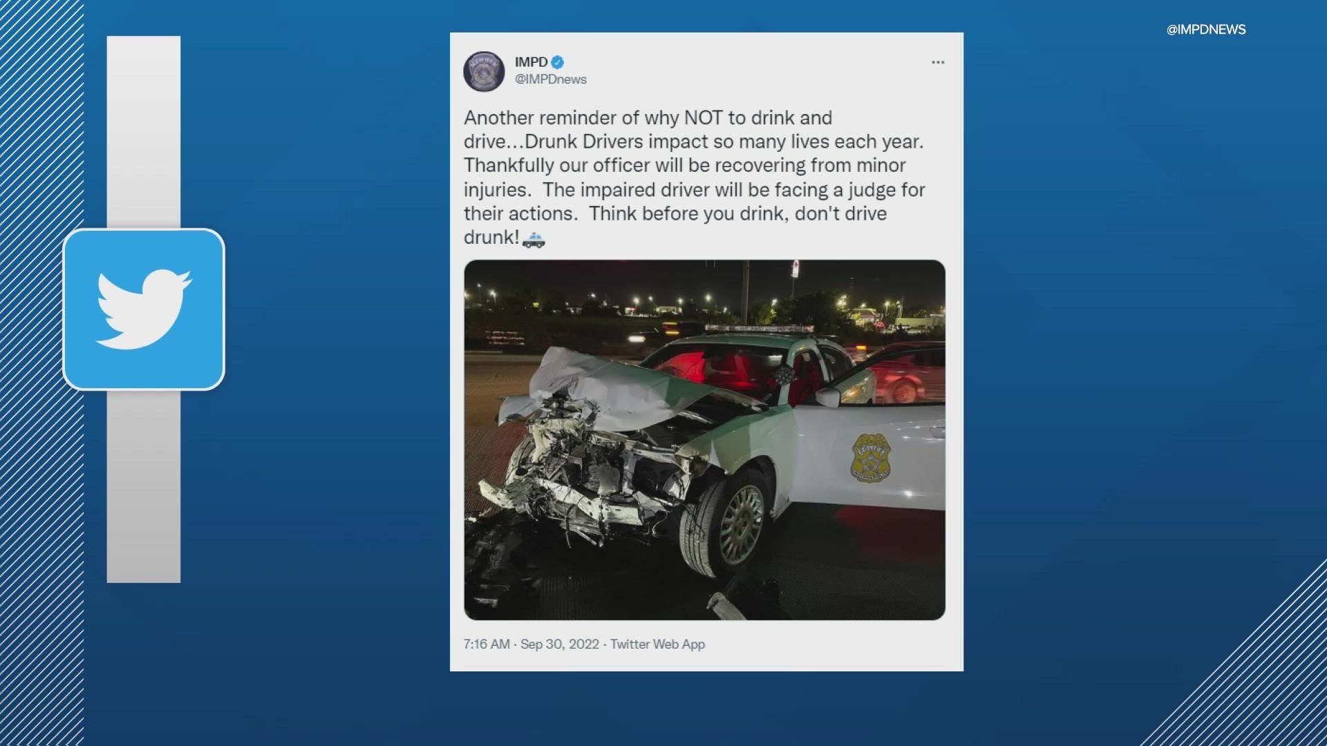 A Metro Police officer is recovering tonight from minor injuries after investigators say they were hit by a drunk driver.
