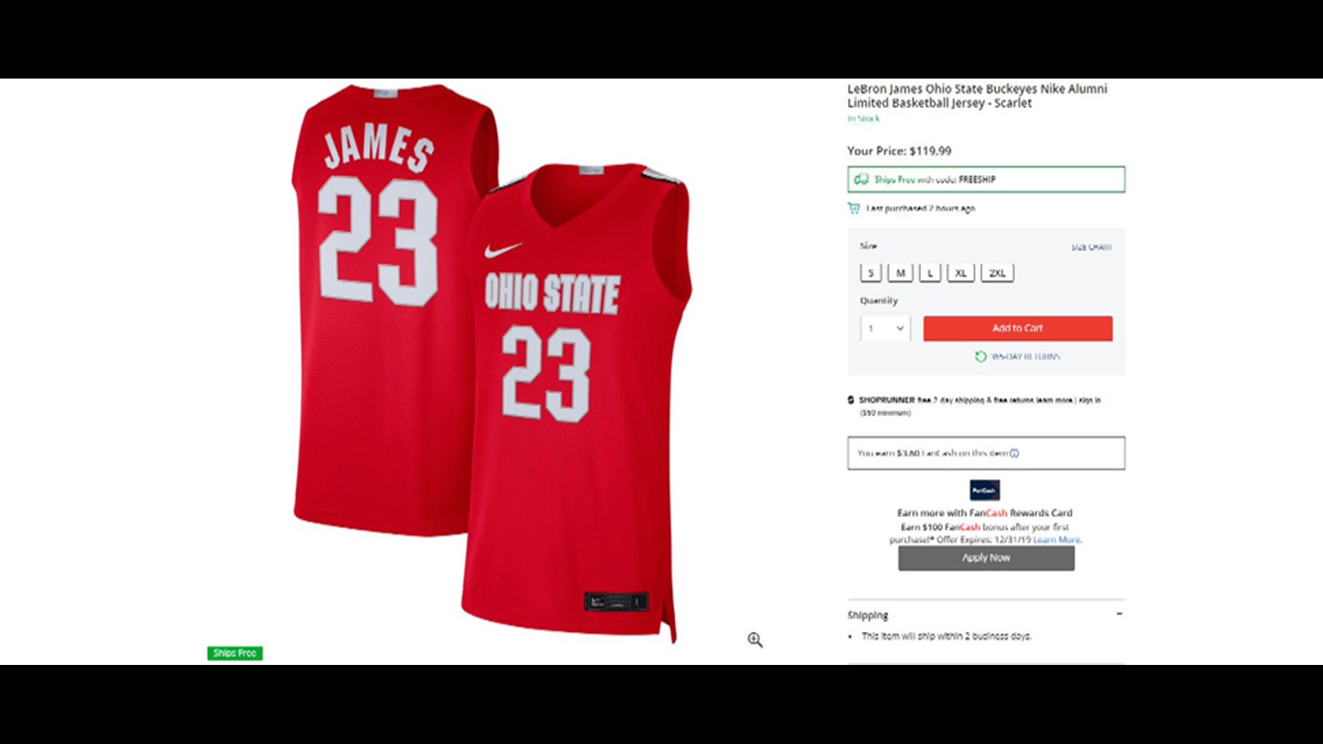 lebron james ohio state jersey