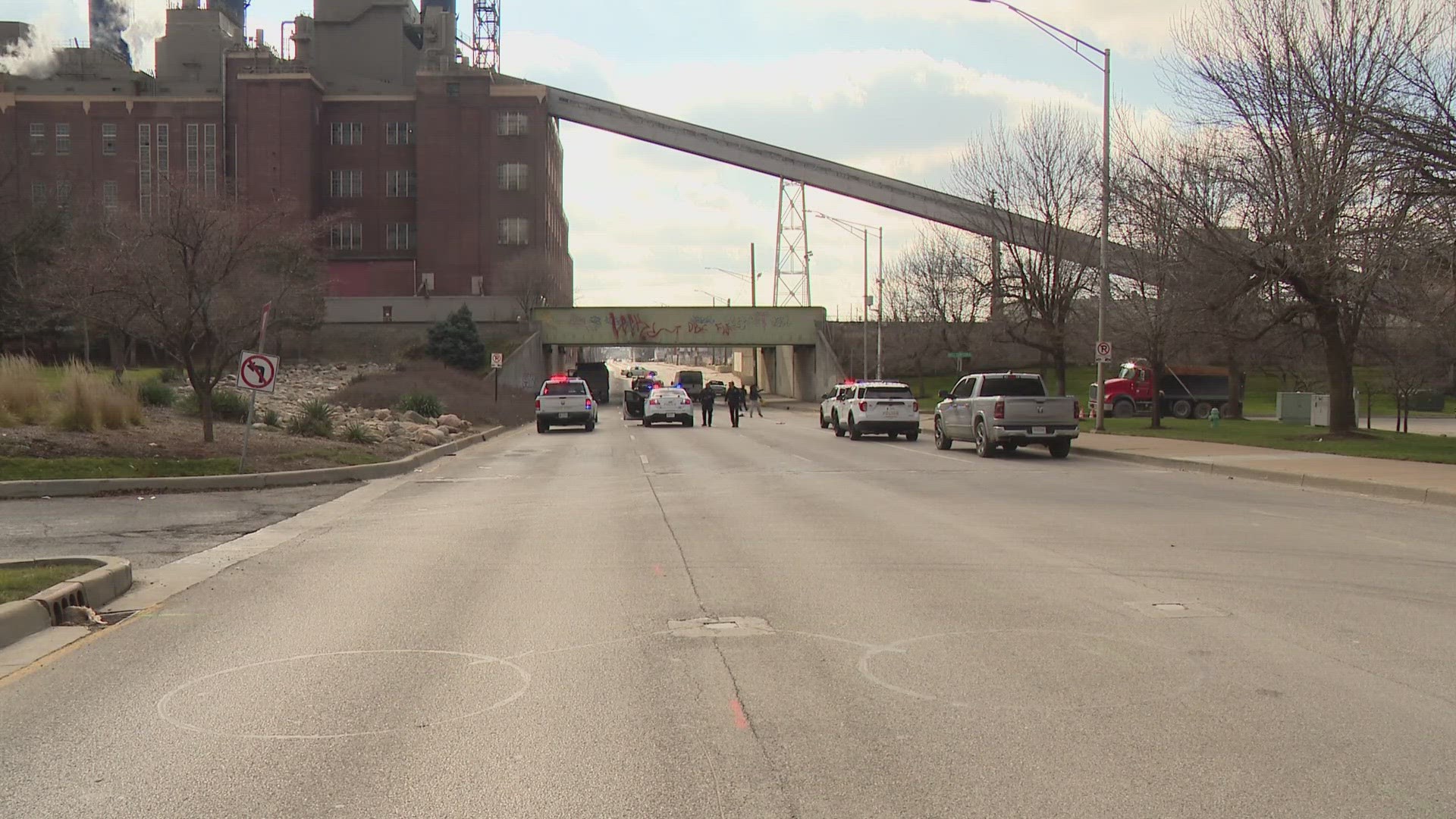 The crash happened Thursday around 11:15 a.m. in the 500 block of South West Street, which is one block west of Lucas Oil Stadium.