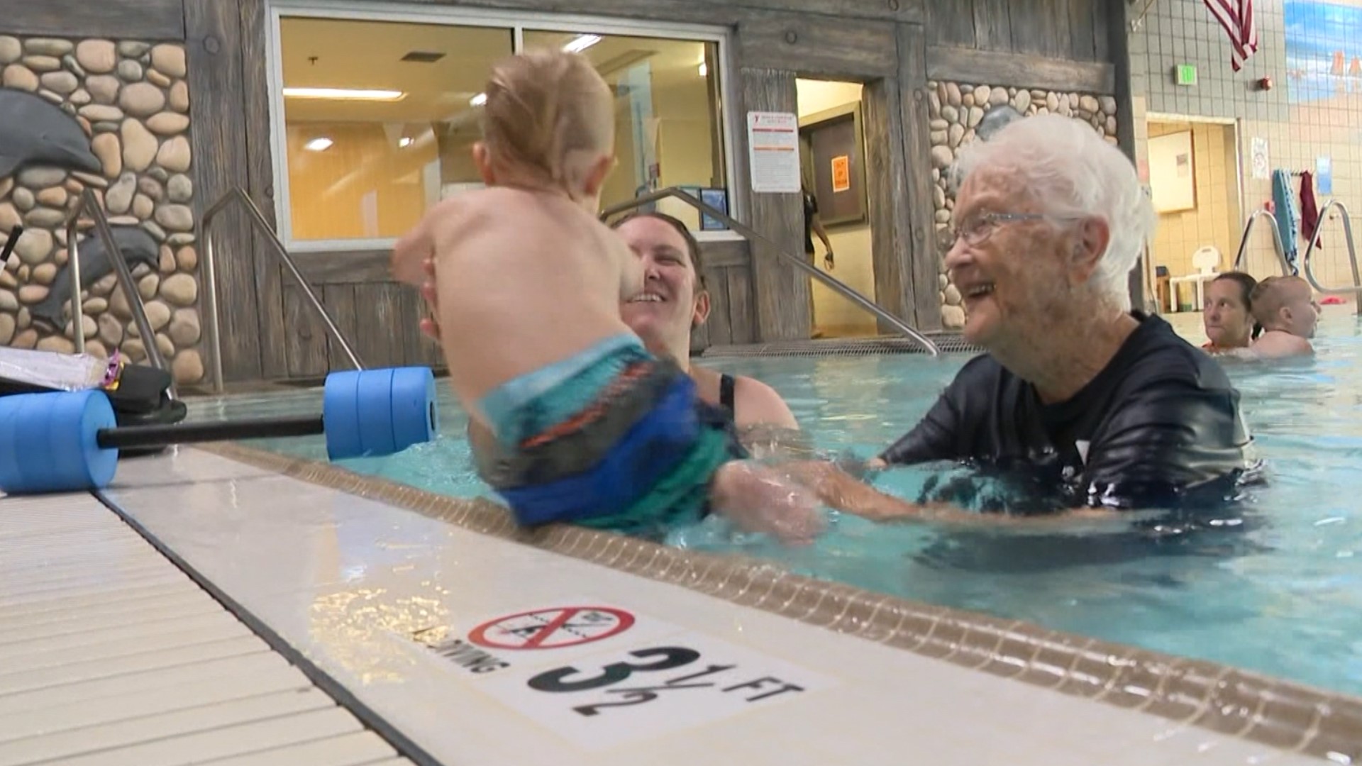 Peggy Konzack is at the YMCA in Roseburg several times a week, helping children between 6 months and 3 years old get used to the water in the swimming pool.