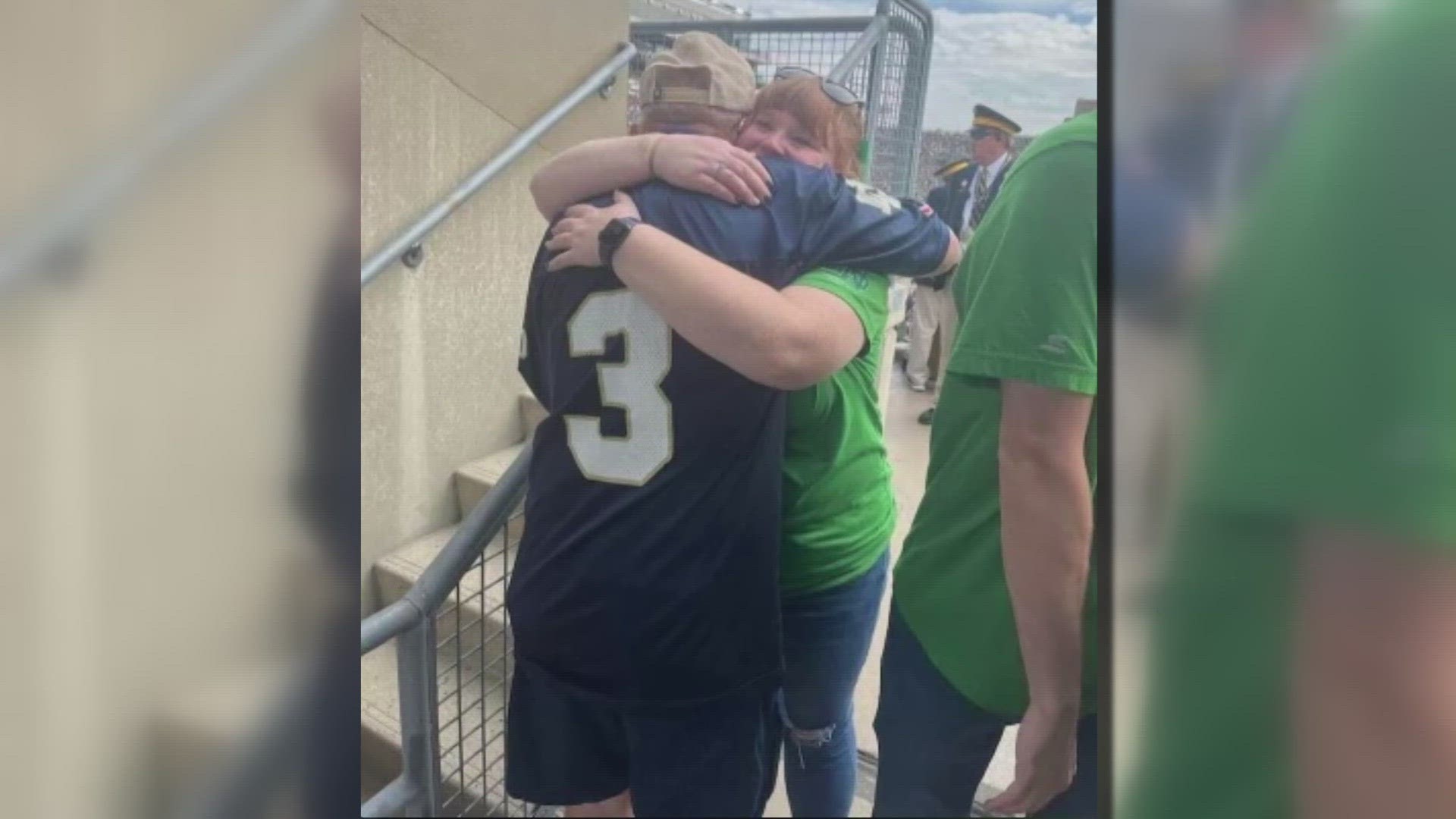 NBC's Joshua Short shares the reunion between a nurse and Fighting Irish fan.