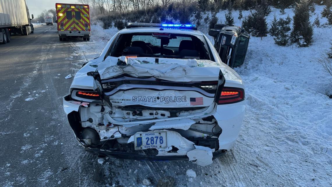 ISP patrol car struck for 6th time in last 5 days in Indianapolis District