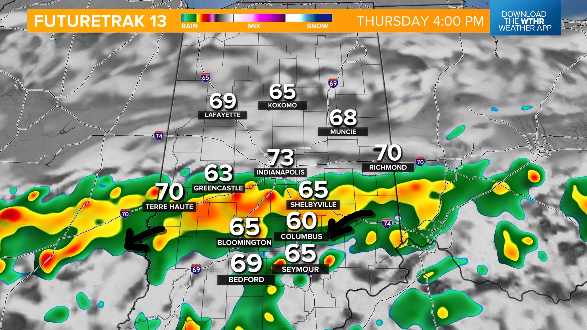 Indiana Rain Zones | Slow-moving downpours and lightning possible ...