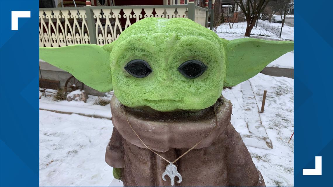 Greenfield snow artist amazed by response to snow 'Baby Yoda'