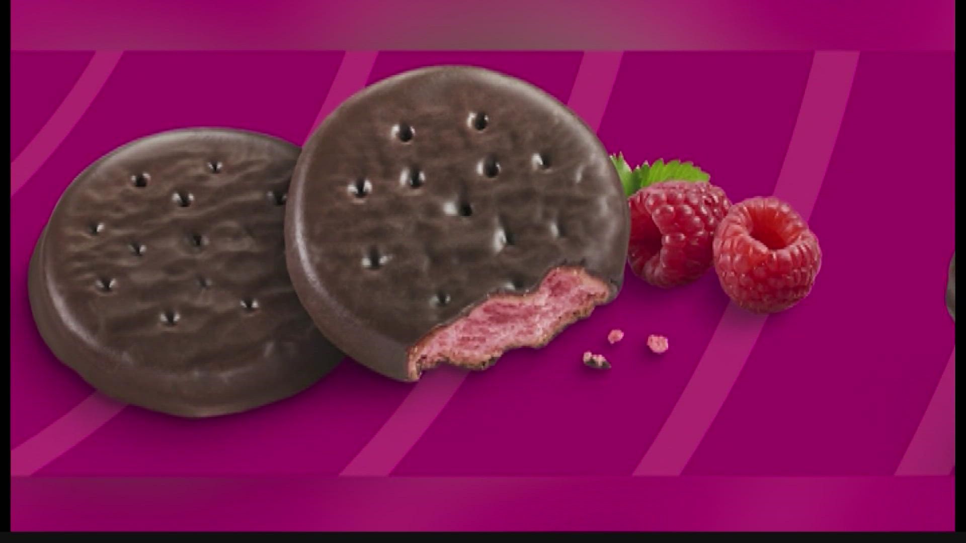 The Raspberry Rally is like a Thin Mints, but is infused with raspberry instead of mint.