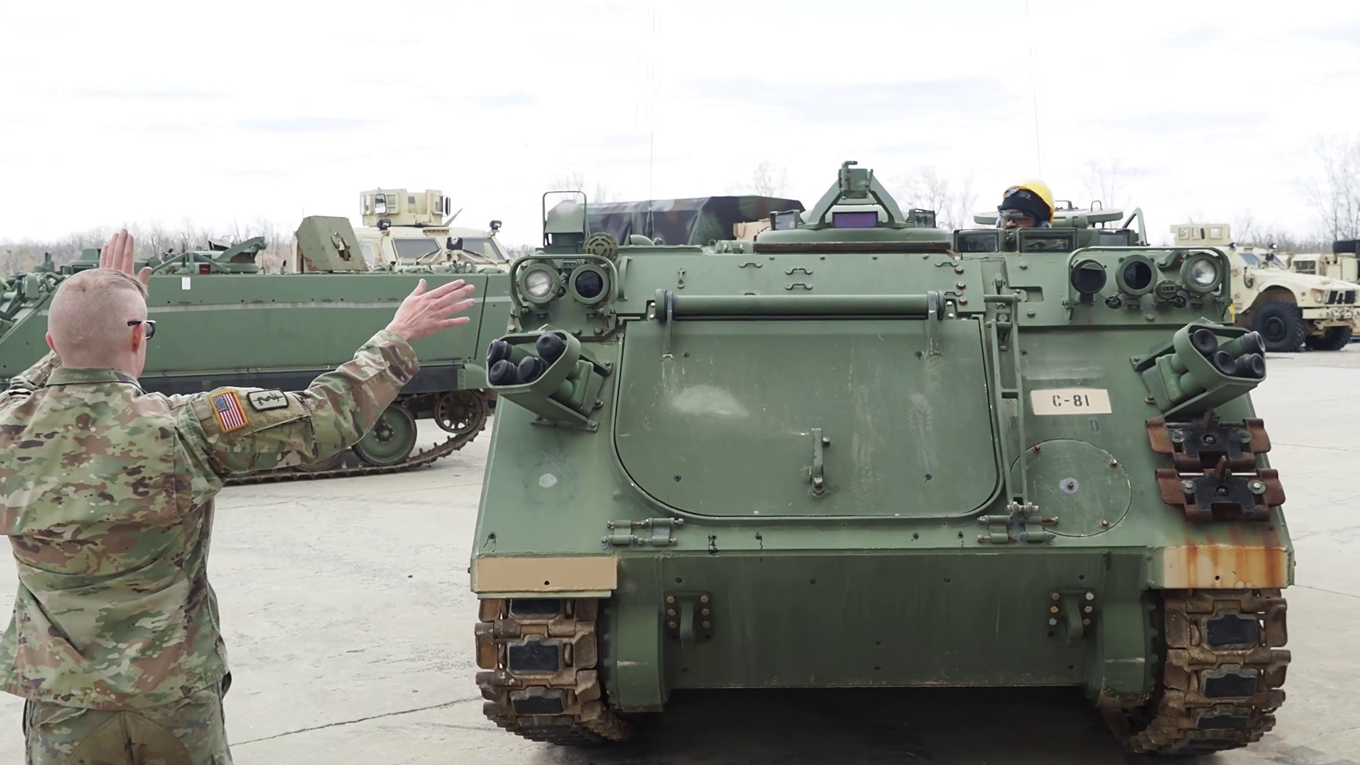 Guardsmen prepared M113 Armored Personnel Carriers for transport, as part of a U.S. initiative to support Ukrainians in the defense of their nation.