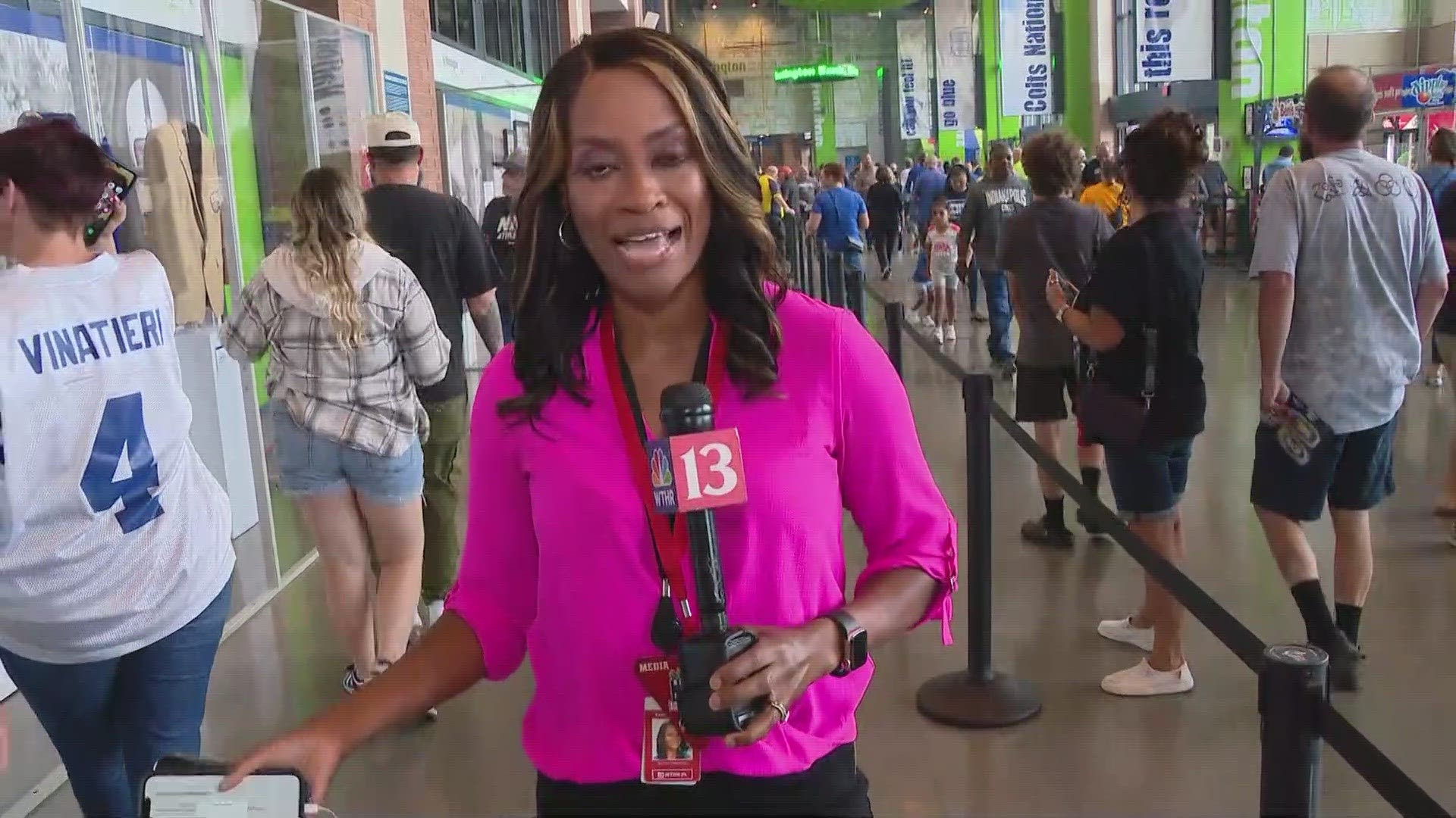 13News reporter Karen Campbell reports from Lucas Oil Stadium ahead of the Colts Kickoff Concert.
