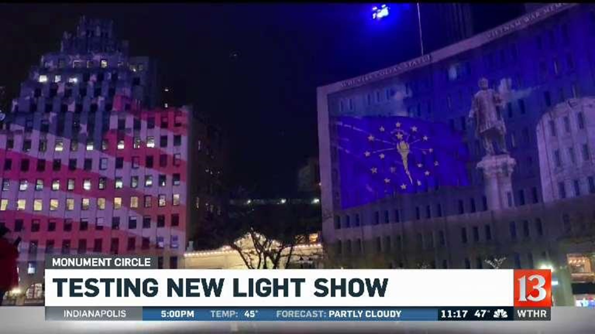 New Monument Circle light show