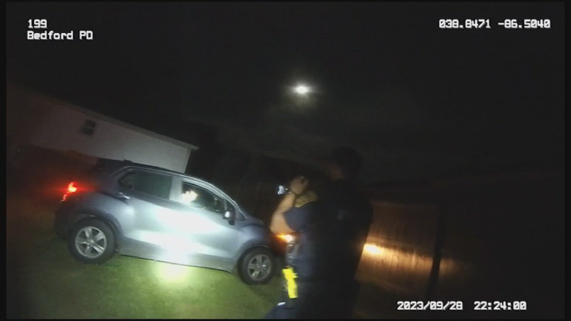 Police body cam footage capturing the moment three Bedford officers fired several shots at a man driving an SUV, killing him.