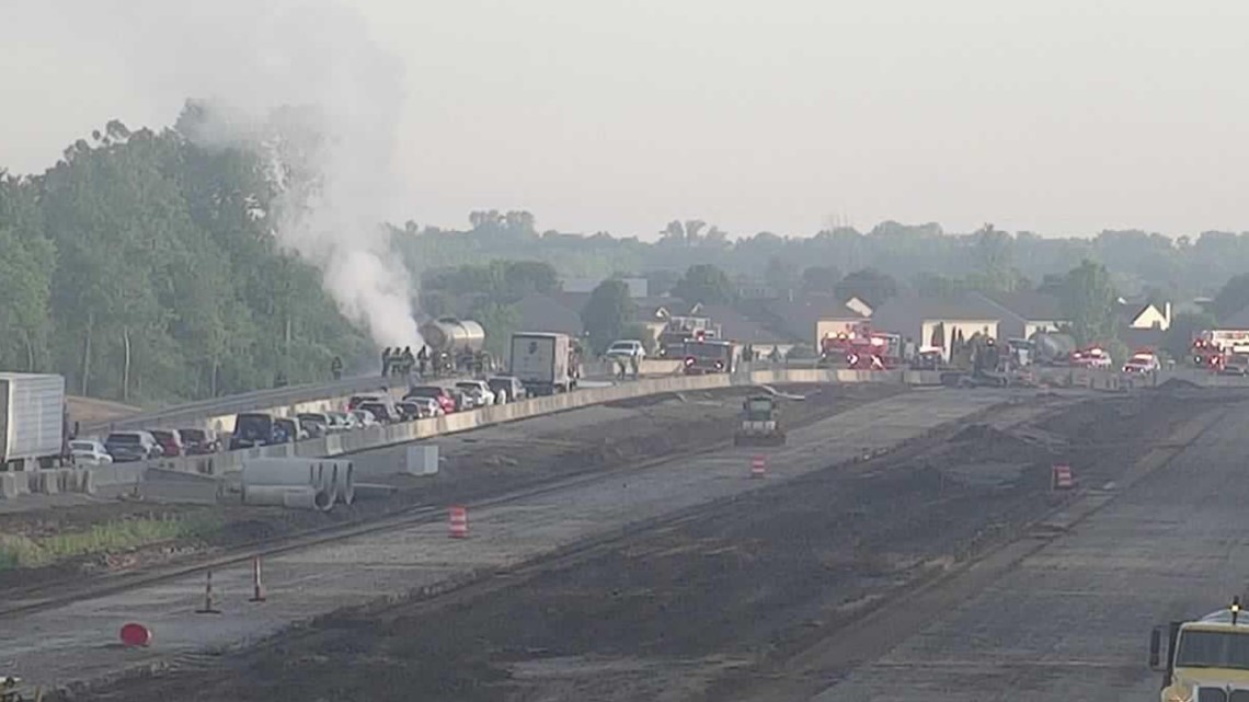 Tanker fire shuts down State Road 37 on Indy’s south side