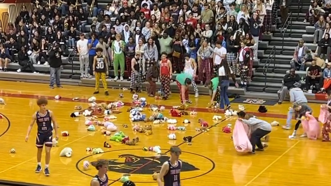 WATCH North Central High School 'Teddy Bear Toss'
