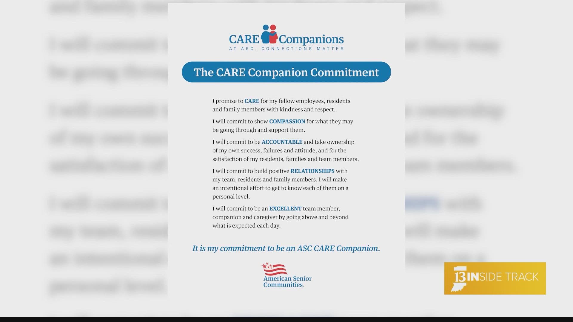 ASC's CARE Companion pledge is rooted in 5 values: care, compassion, accountability, relationships, and excellence.