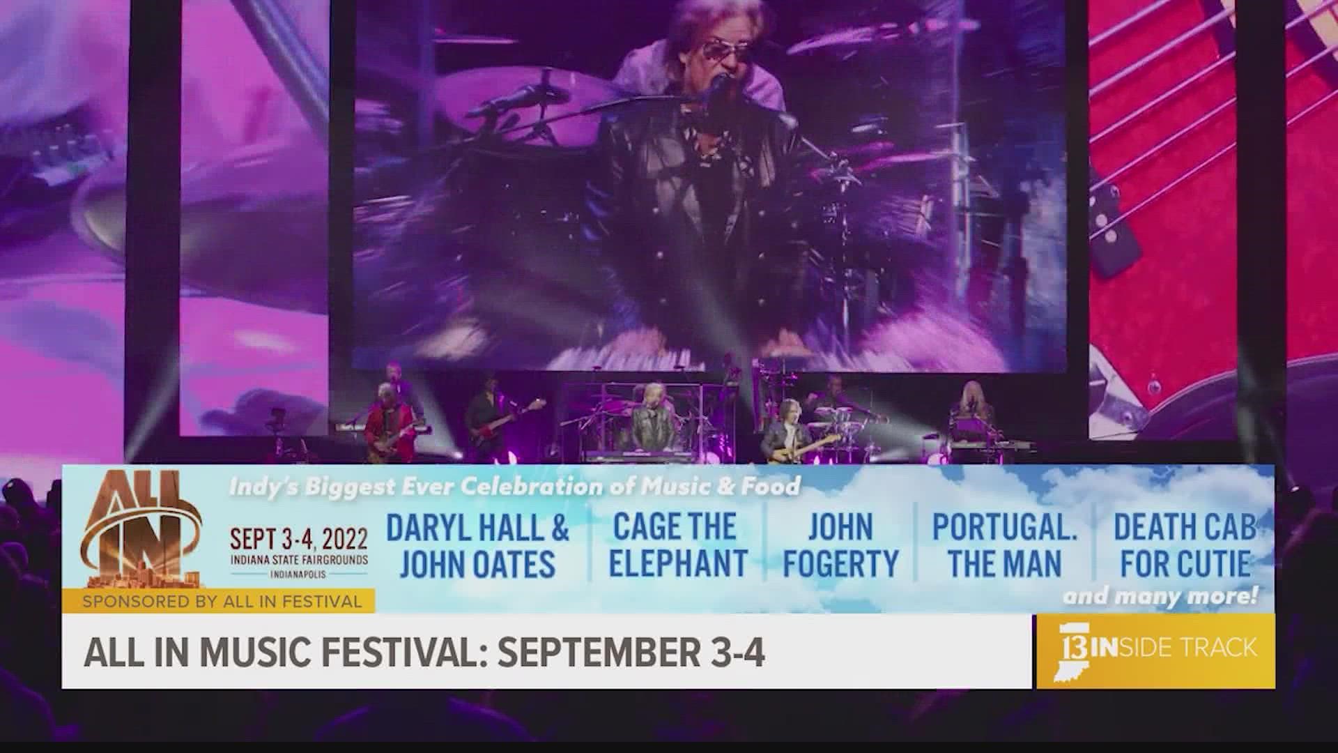 Looking for Labor Day weekend plans? Attend the ALL IN Music Festival coming to Indianapolis September 3 & 4. Music lineup includes Daryl Hall & John Oates.