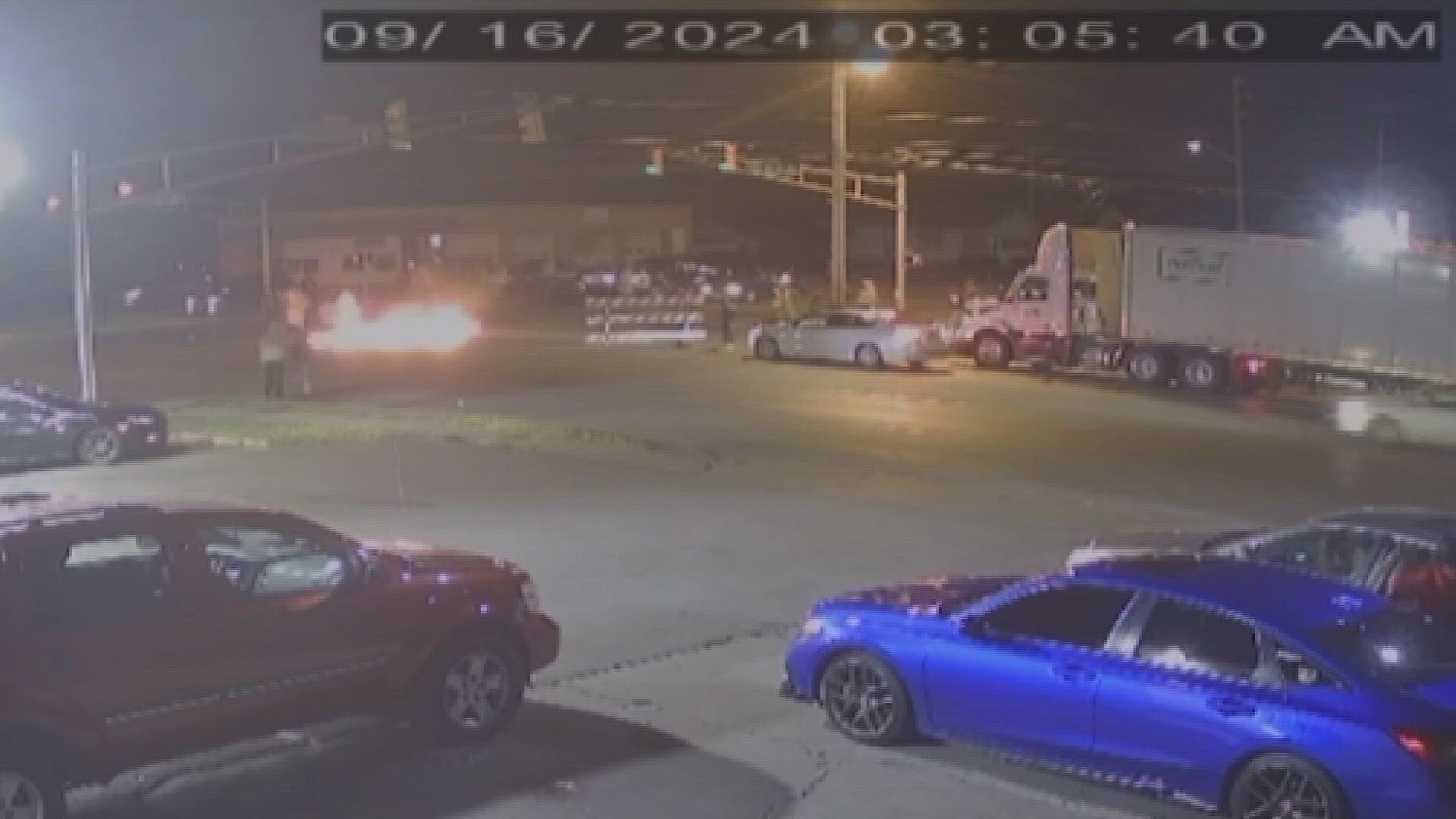 Video shows fiery street racing events that became violent over the weekend, targeting responding police officers.