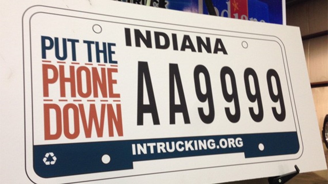 New Indiana license plate tells drivers to "put the phone down"