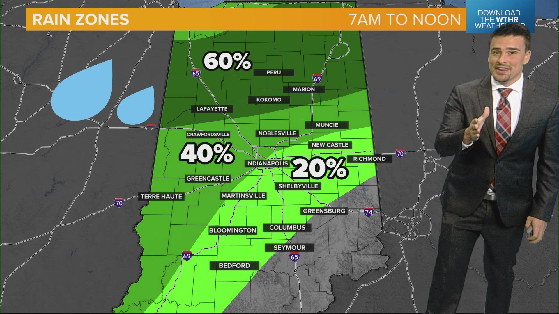 A cold front is bringing more clouds and rain chances for central Indiana. The rain will likely be hit-or-miss. We have the rain zones to show where to expect rain.