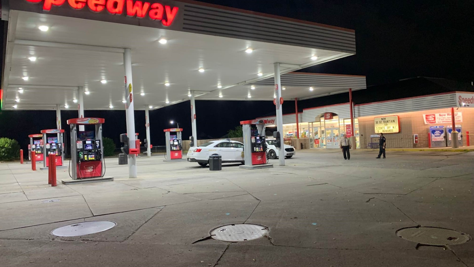 Police located two people with gunshot wounds at a gas station near the intersection of Rockville Road and Lynhurst Drive.