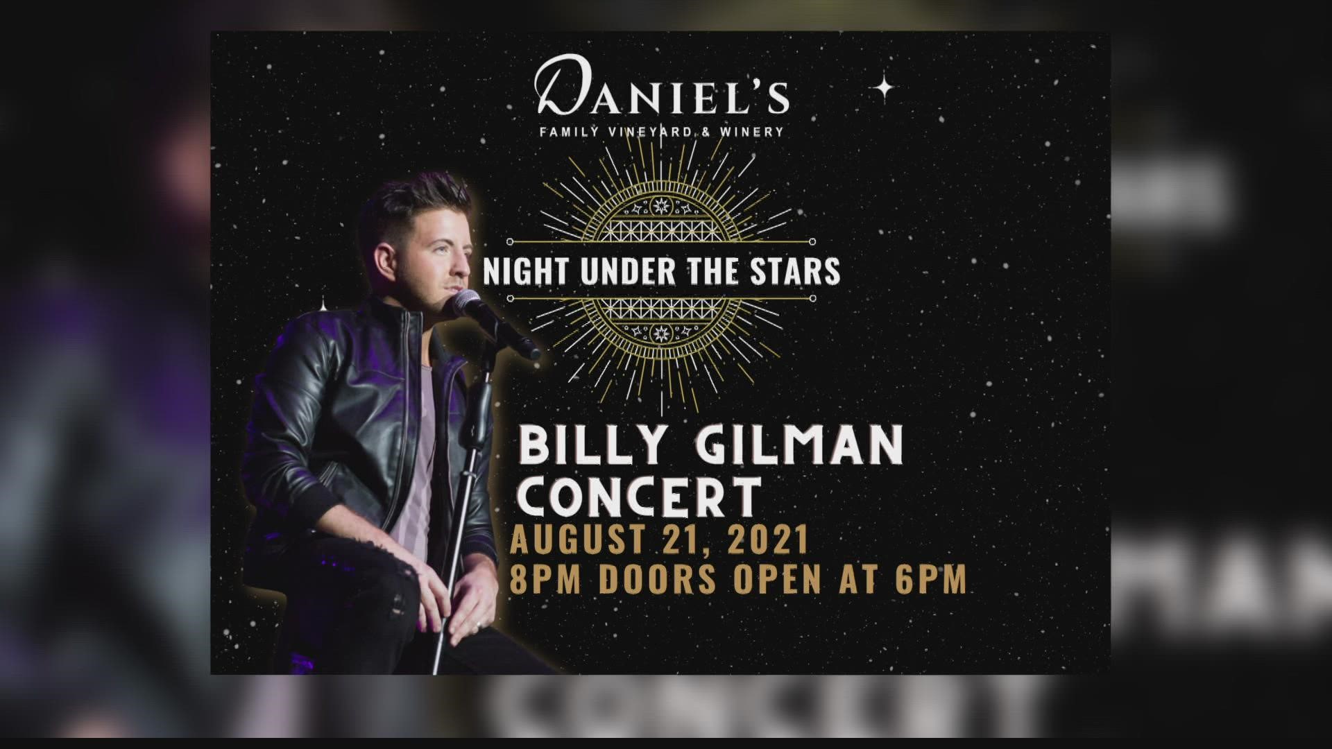 Billy Gilman plays August 21 at 8 p.m.