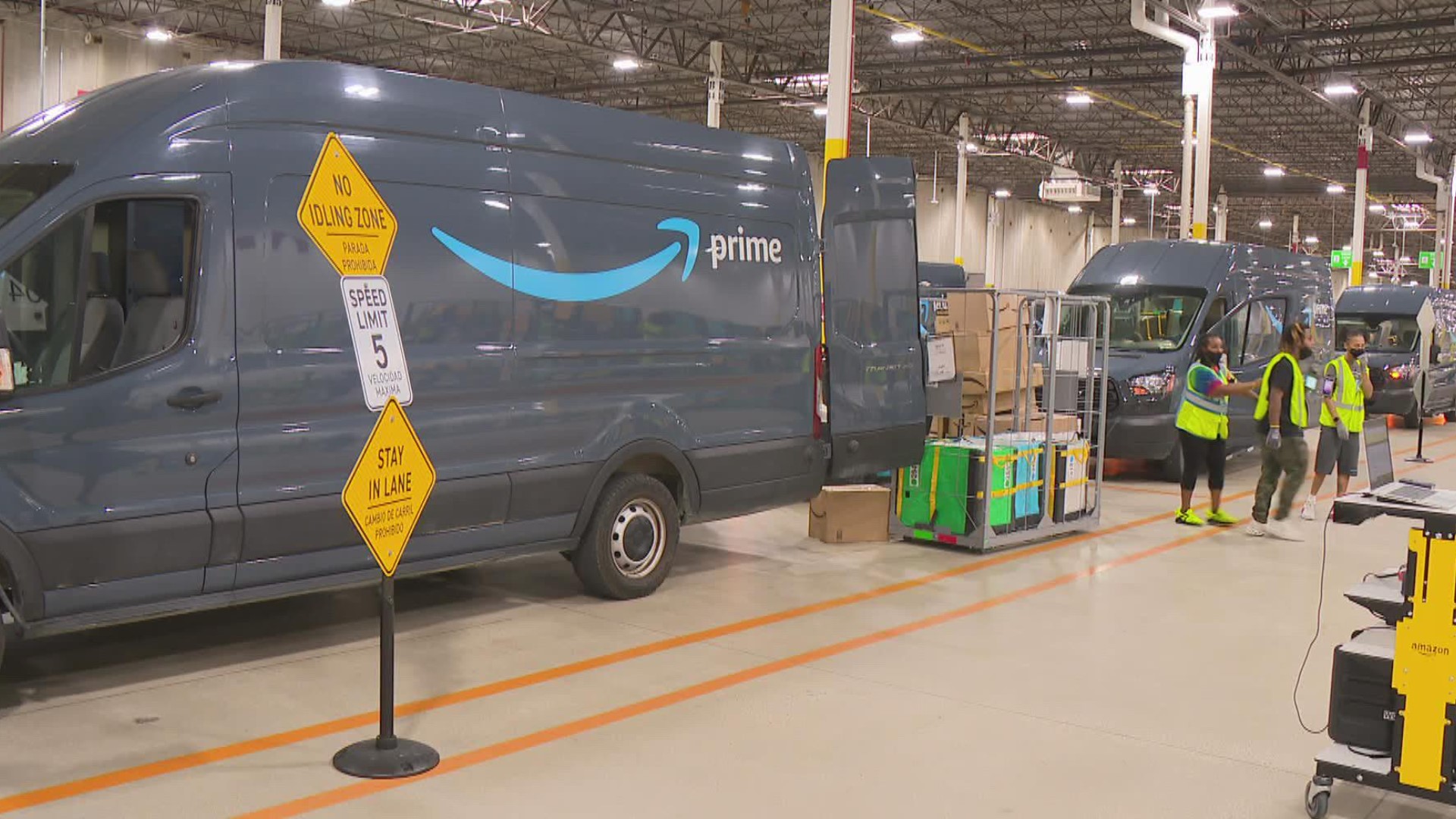 We're getting a look inside the new Amazon delivery station on the northwest side of Indianapolis.
