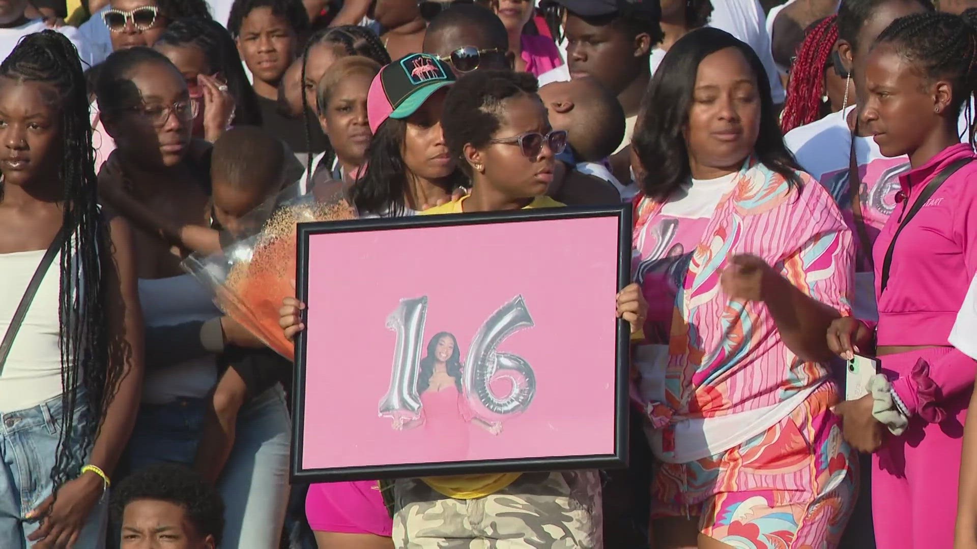 Friends and family gathered to honor 16-year-old Serenity Wilson Friday, who was shot and killed at a block party earlier this week.