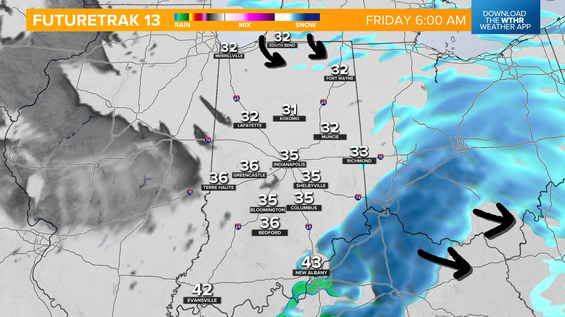 Quick coating of snow possible tonight across much of Indiana