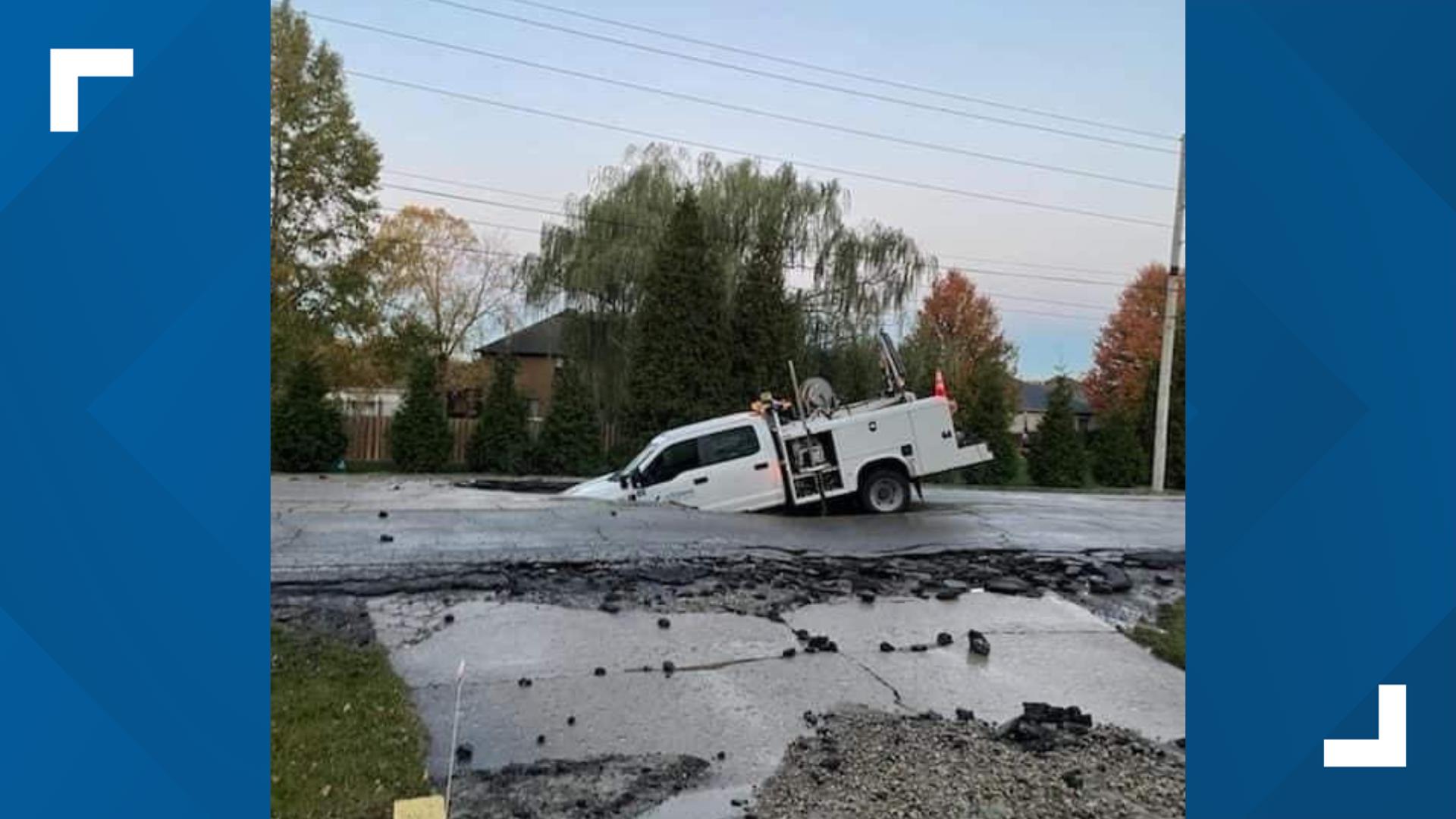 The sinkhole developed on North German Church Road, south of 21st Street.