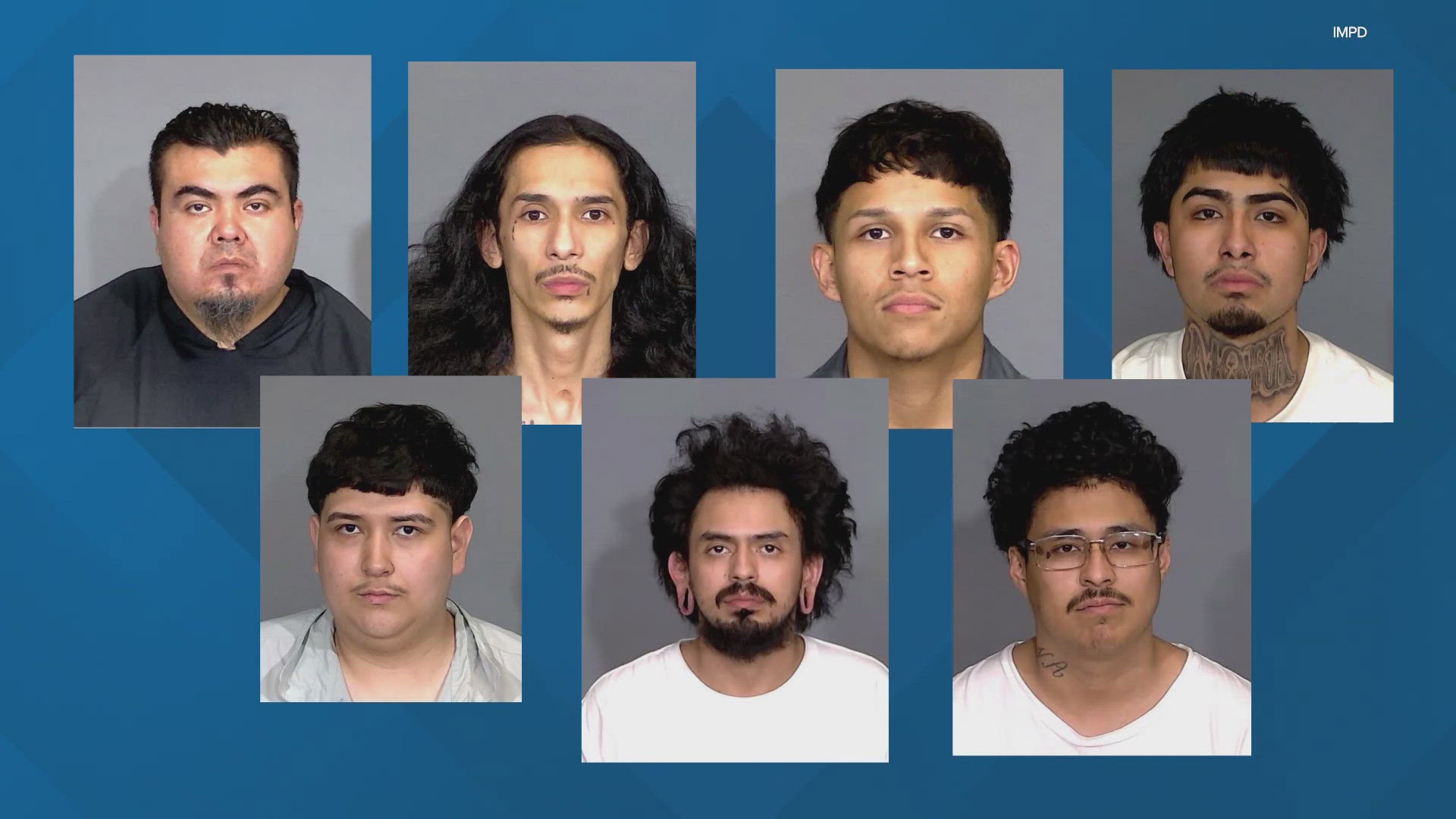Police say these seven men are members of the SUR 13 gang, which claims allegiance to the Mexican mafia.