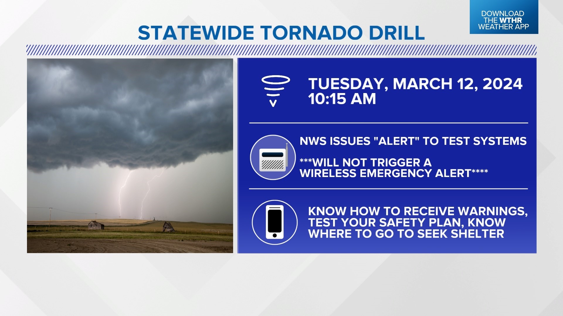 Statewide tornado drill is Tuesday morning | March 12, 2024 | wthr.com