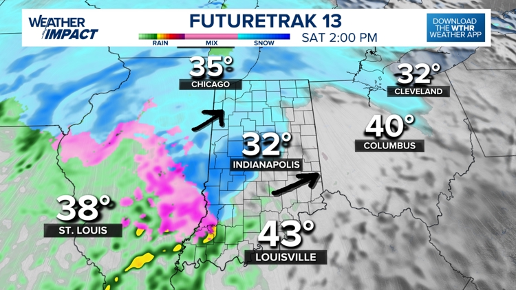 Tracking heavy, slushy snow changing to rain across Indiana Saturday PM ...