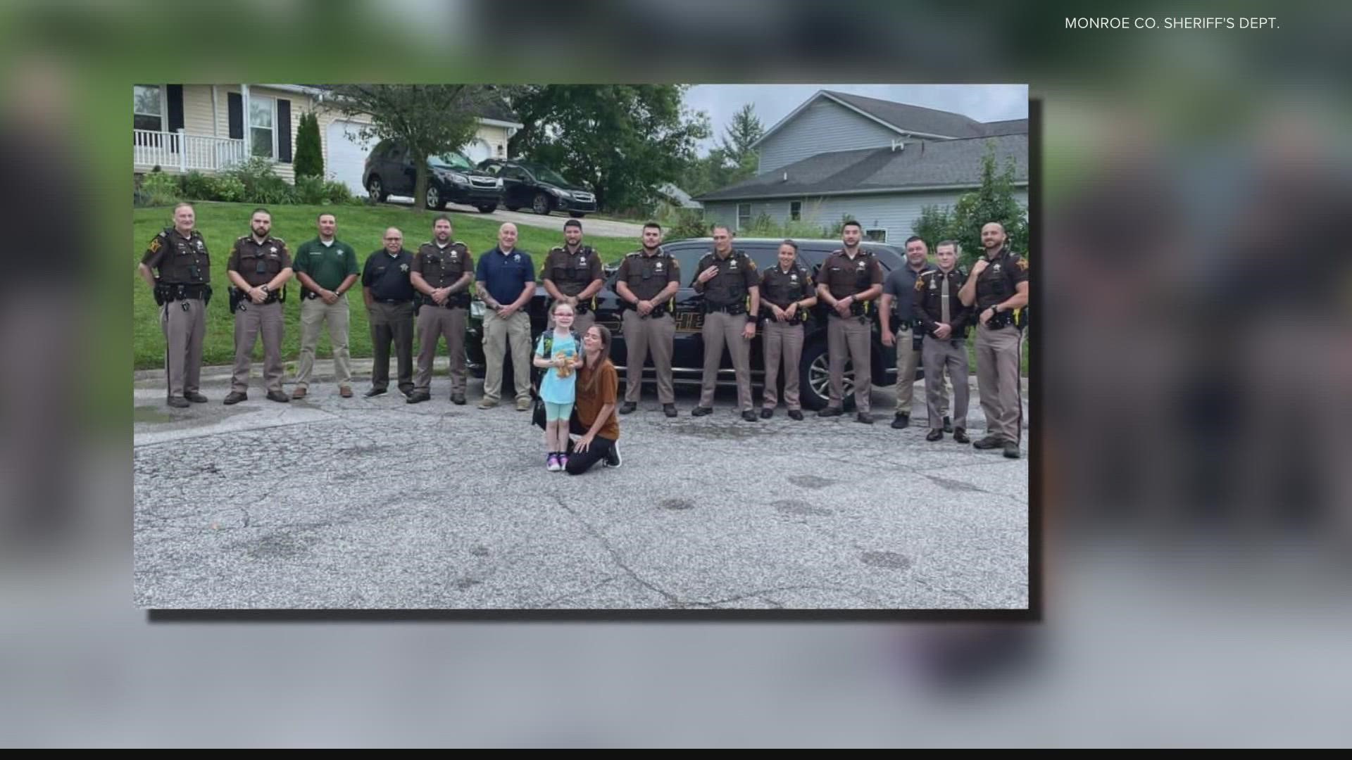 Monroe County Sheriff's Deputies came out today to escort the daughter of a fallen Monroe County Reserve Deputy to school.