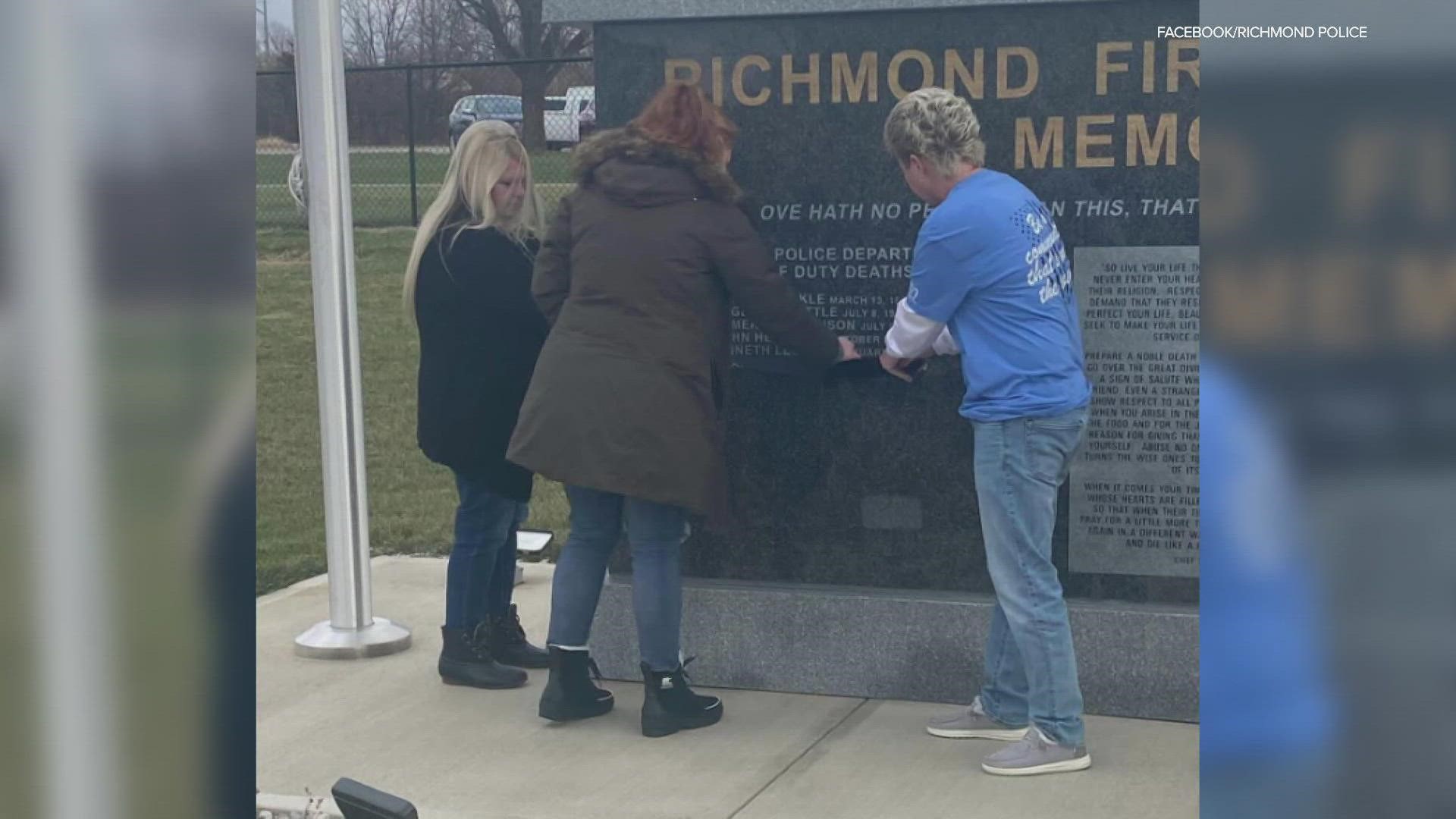 Officer Burton's name was permanently added to the Richmond Fire and Police monument.
