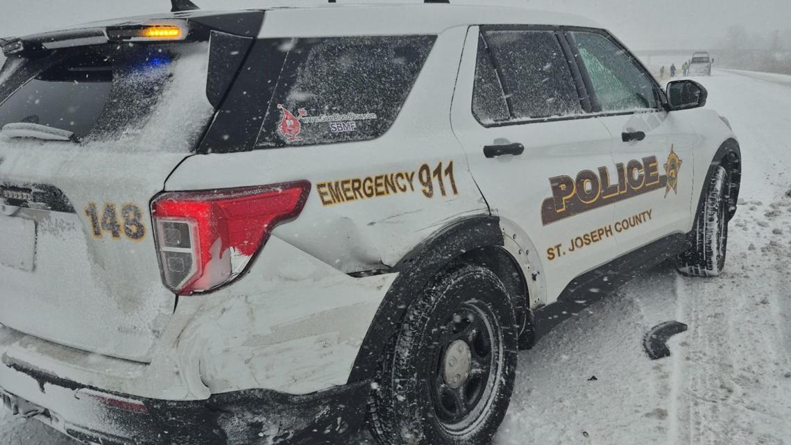 Northern Indiana police corporal released from hospital after crash during snow storm